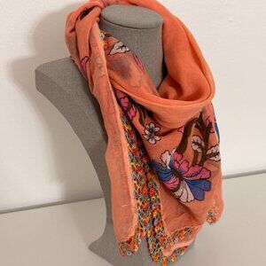 Collectable Traditional Turkish Vintage 1940s-1950s Oya Scarf Peach w Multi Col